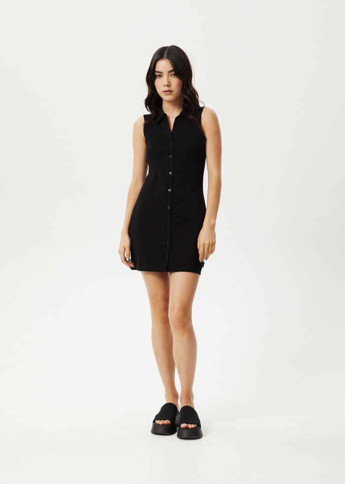 Afends Womens Eliza - Rib Mini Dress - Black - Streetwear - Sustainable Fashion