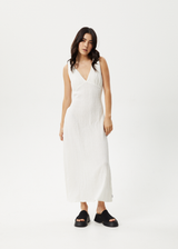Afends Womens Focus - Seersucker Maxi Dress - White - Afends womens focus   seersucker maxi dress   white   streetwear   sustainable fashion