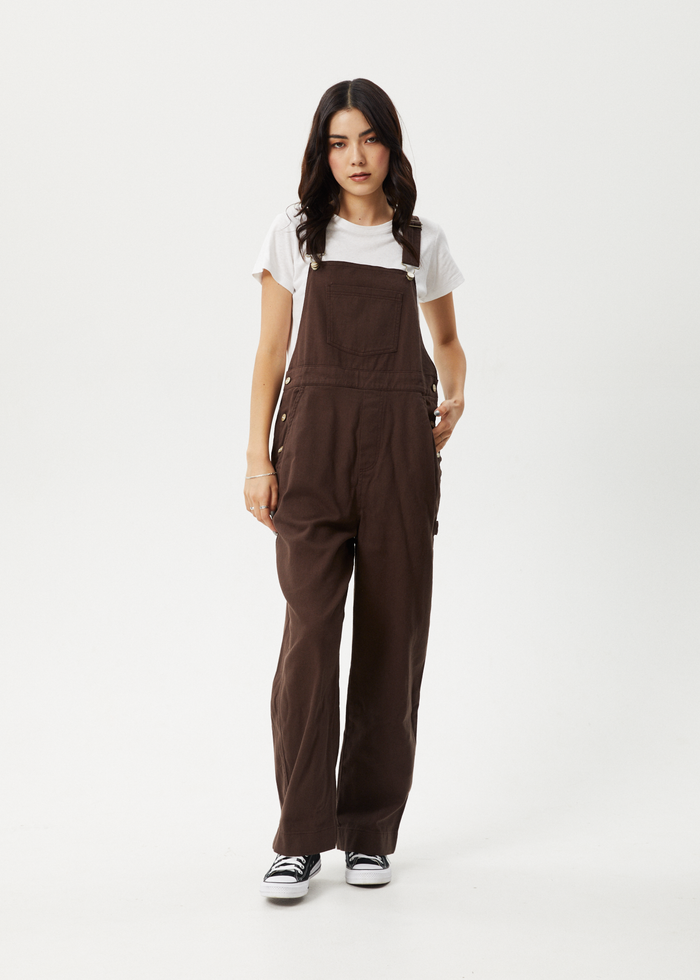 Afends Womens Louis - Oversized Overalls - Coffee - Streetwear - Sustainable Fashion