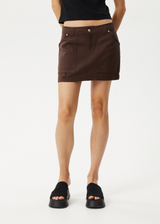 Afends Womens Lexi - Carpenter Mini Skirt - Coffee - Afends womens lexi   carpenter mini skirt   coffee   streetwear   sustainable fashion
