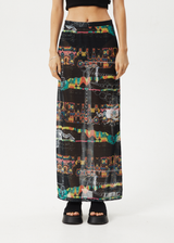 AFENDS Womens Astral - Sheer Maxi Skirt - Black - Afends womens astral   sheer maxi skirt   black   streetwear   sustainable fashion