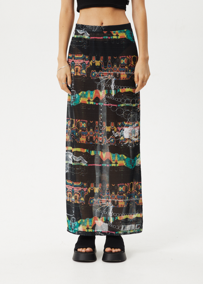 AFENDS Womens Astral - Sheer Maxi Skirt - Black - Streetwear - Sustainable Fashion