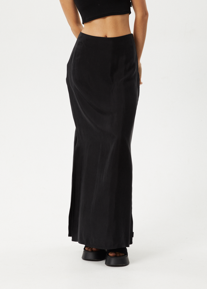 Afends Womens Grace - Cupro Maxi Skirt - Black - Streetwear - Sustainable Fashion