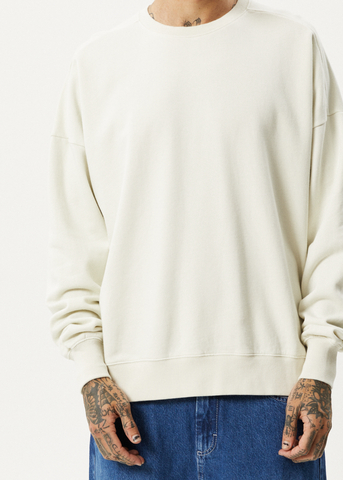 Afends Unisex Vital - Unisex Recycled Crew Neck Jumper - Off White - Streetwear - Sustainable Fashion