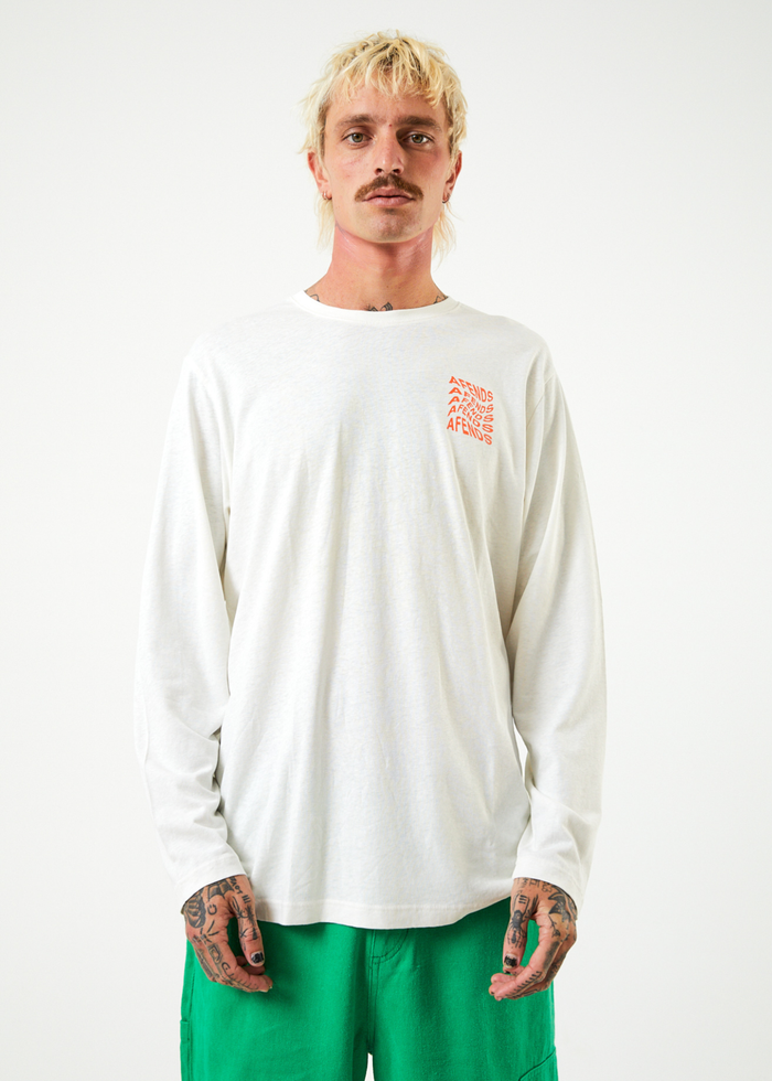 Afends Unisex Sleepy Hollow - Unisex Hemp Long Sleeve Graphic T-Shirt - Off White - Streetwear - Sustainable Fashion