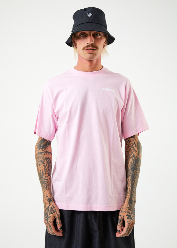 Afends Mens Vortex - Recycled Retro T-Shirt - Powder Pink - Streetwear - Sustainable Fashion