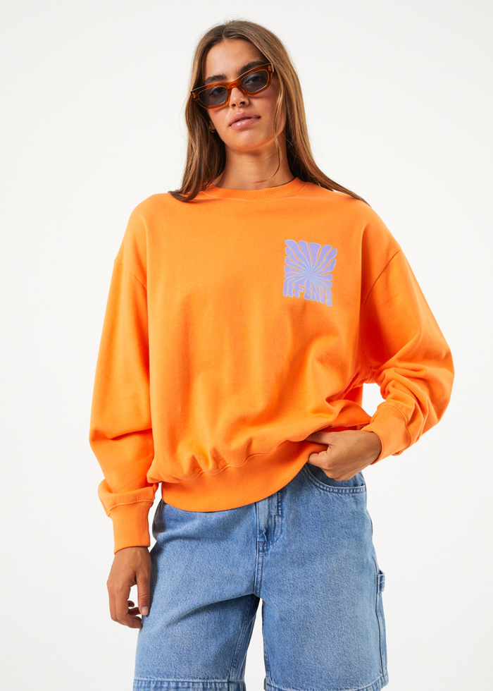Afends Womens Moomin - Recycled Crew Neck Jumper - Tangerine - Streetwear - Sustainable Fashion