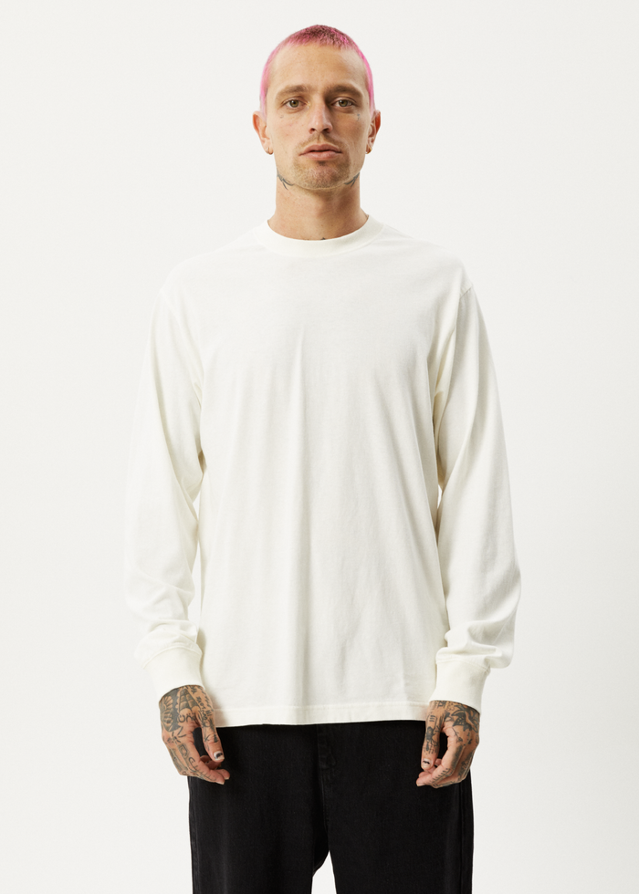 Afends Unisex Vacancy - Unisex Organic Long Sleeve T-Shirt - Off White - Streetwear - Sustainable Fashion