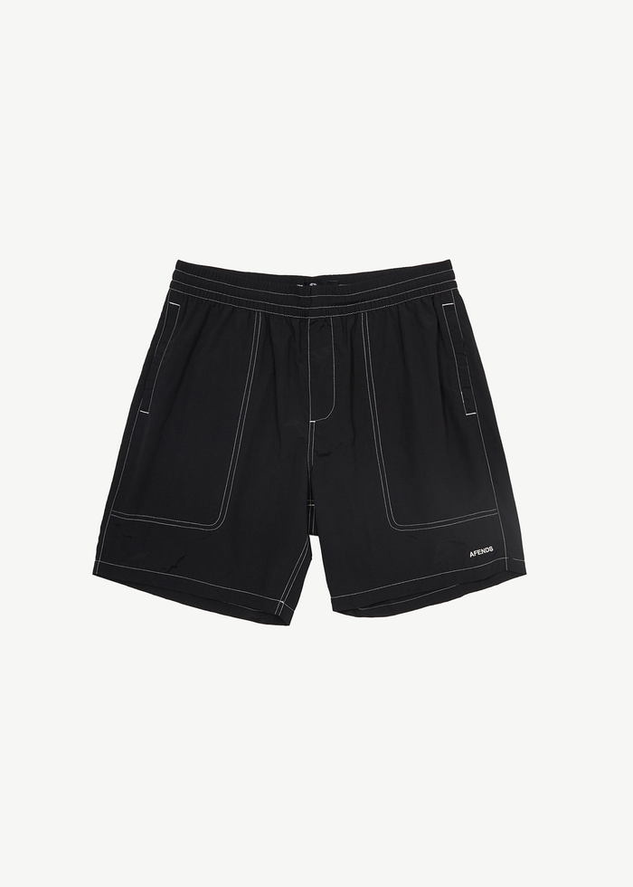 Afends Mens Baywatch - Recycled Swim Short 18" - Black - Streetwear - Sustainable Fashion