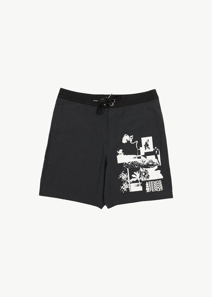 Afends Mens Collage -  Boardshorts 18" - Charcoal - Streetwear - Sustainable Fashion