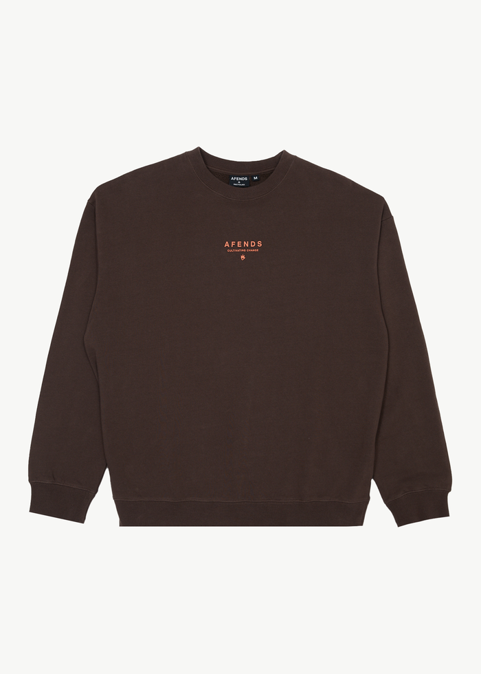Afends Mens Space - Crew Neck - Coffee - Streetwear - Sustainable Fashion