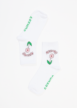 Afends Unisex Sun Dancer - Crew Socks - White - Afends unisex sun dancer   crew socks   white   streetwear   sustainable fashion