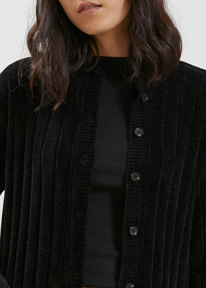 Afends Womens Corey - Recycled Knitted Cardigan - Black - Streetwear - Sustainable Fashion