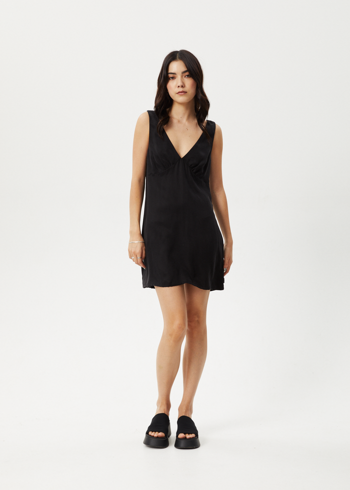 Afends Womens Grace - Cupro Mini Dress - Black - Streetwear - Sustainable Fashion